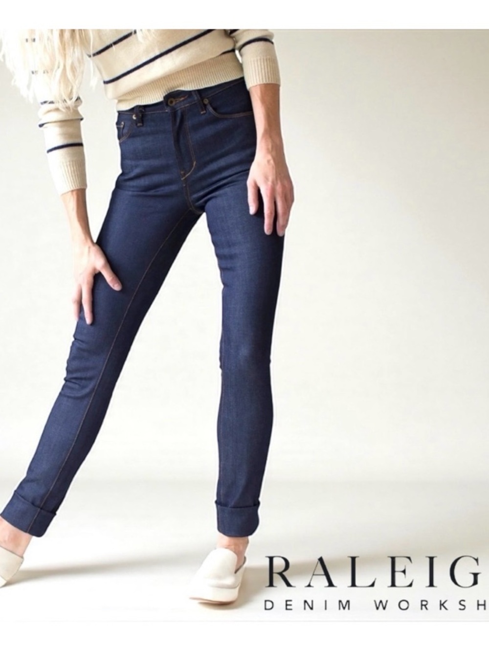 Raleigh Denim High-Rise Skinny Haywood Jeans in Dark Indigo